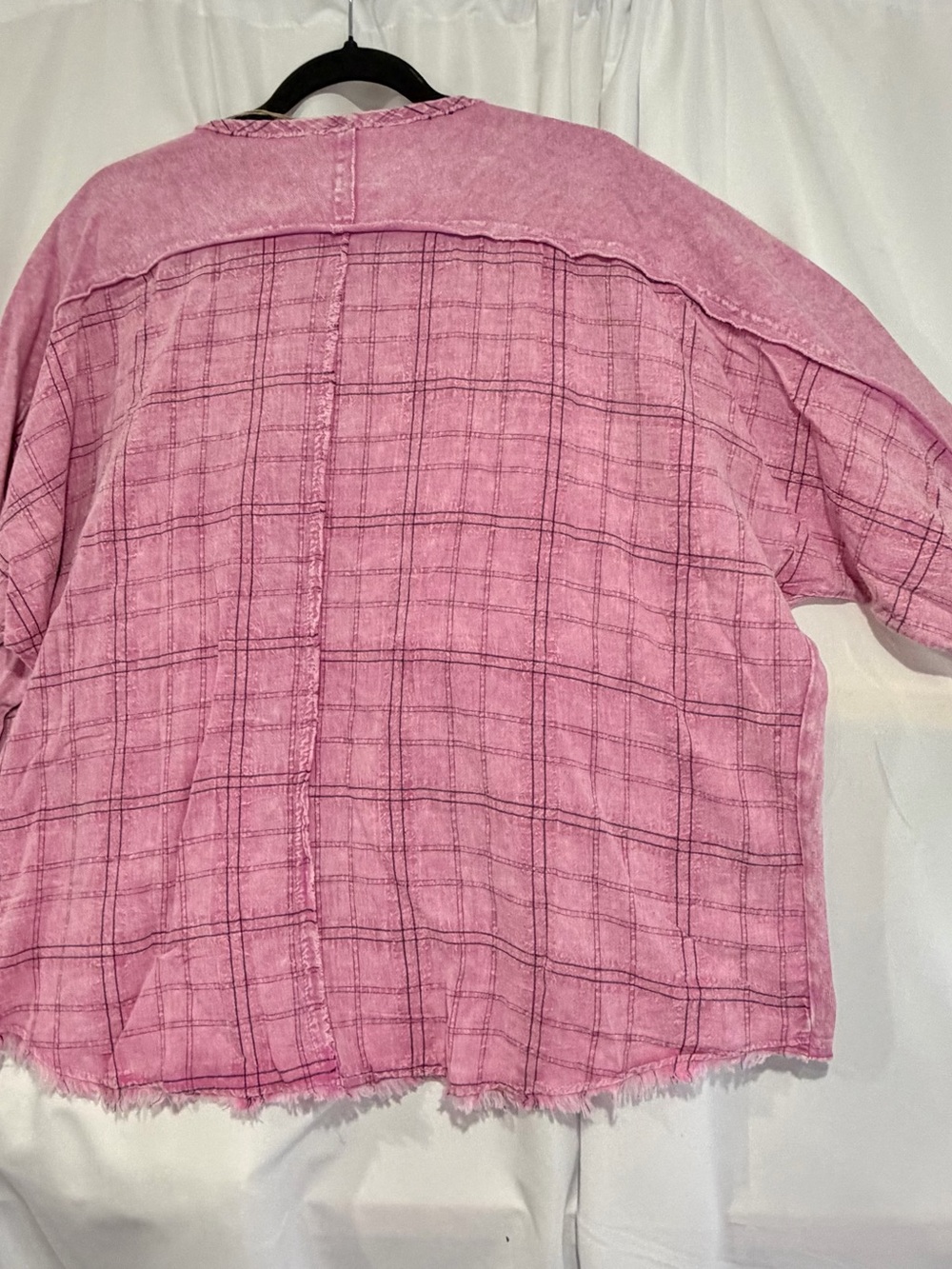 easel Mineral-Wash Pink Button Henley Top - Picture 3 of 3